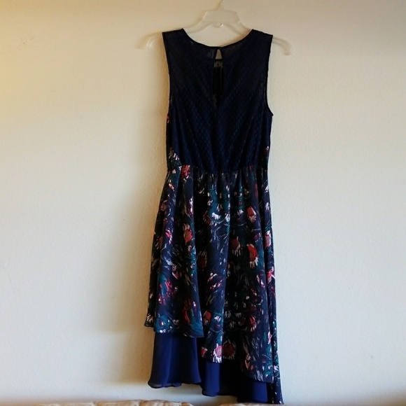 NICOLE RICHIE // macys impulse printed satin lace detail asymmetric dress - Picture 6 of 14